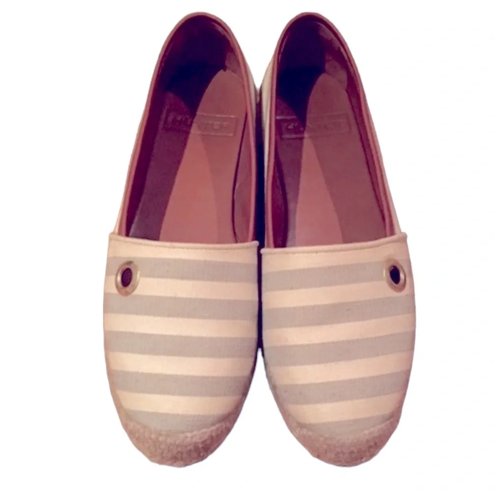 HUNTER ADLER STRIPED PREPPY SUMMER VACATION ESPADRILLE SLIPON SHOES 7